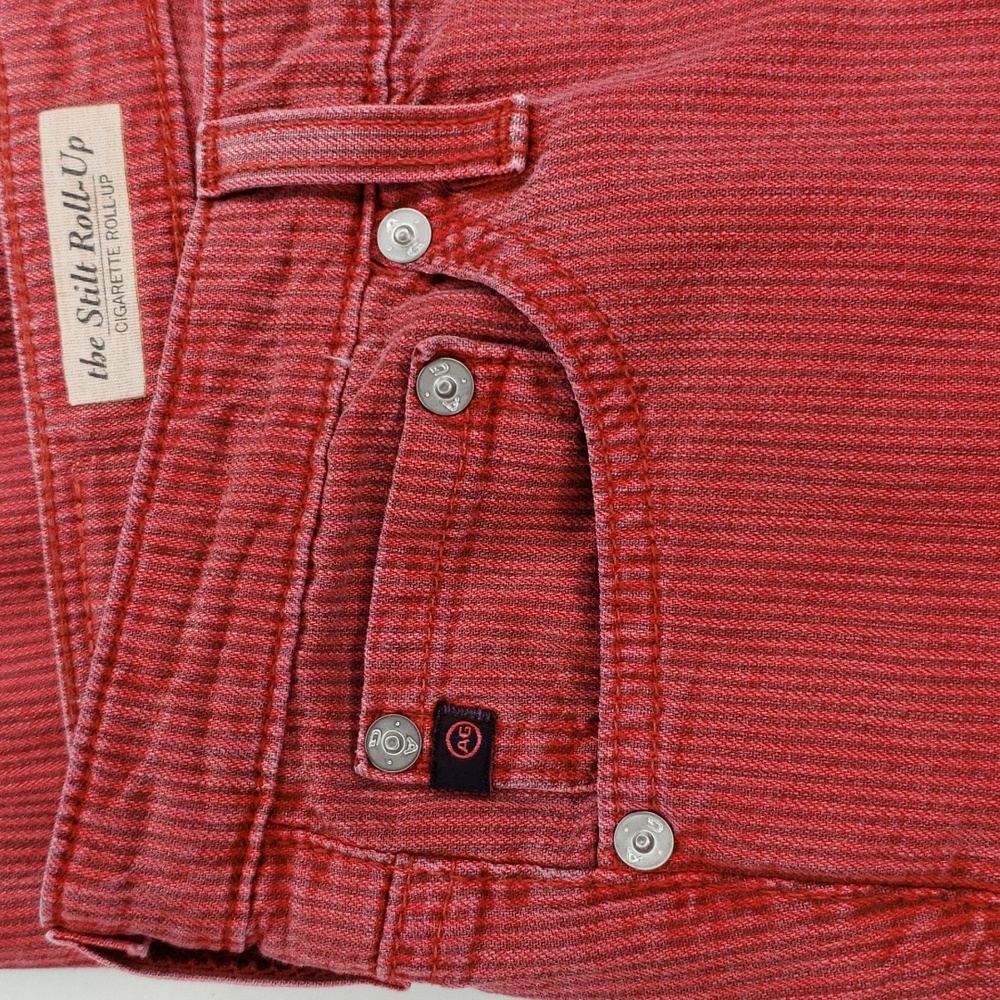 AG Adriano Goldschmied Stilt Roll-Up Cigarette Pin Stripe Pants Size 27 Cotton